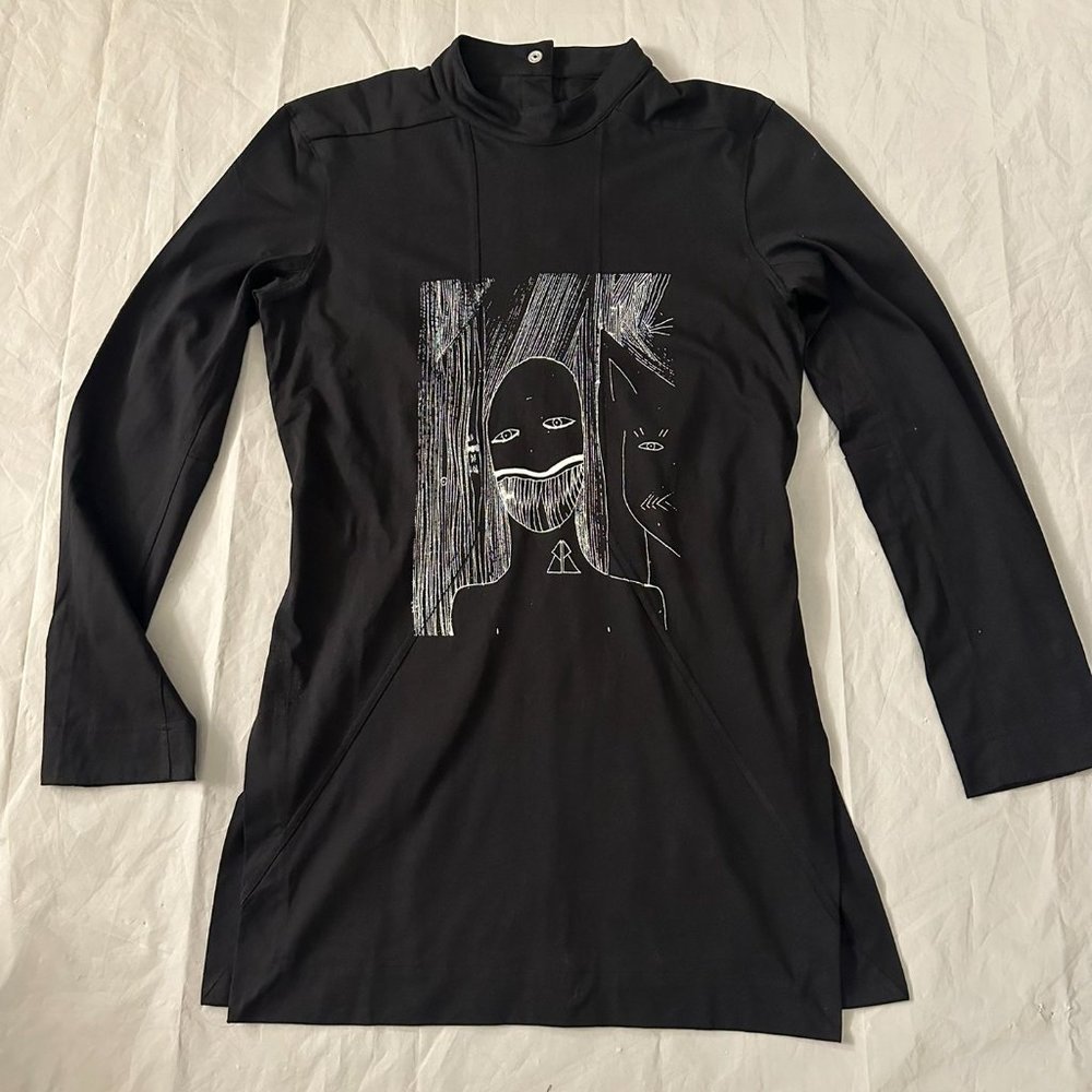Rick Owens DRKSHDW Men's Black Graphic Print Long Sleeve T-Shirt Size S